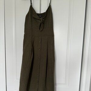 NWOT Express size M Army Green tank linen dress
